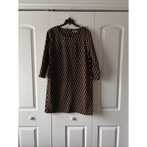Vivienne Tam Sheath Dress 12 Geometric Chain Link Knee Stretch Knit Career Boho